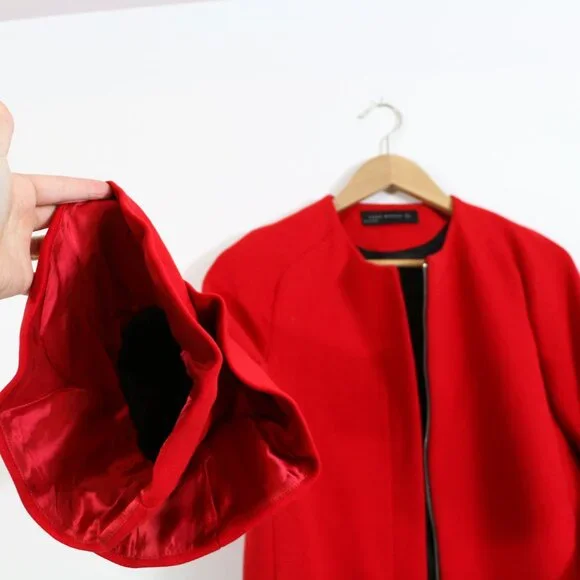 *Zara Red Coat with Ruffle Sleeve - Picture 5 of 7